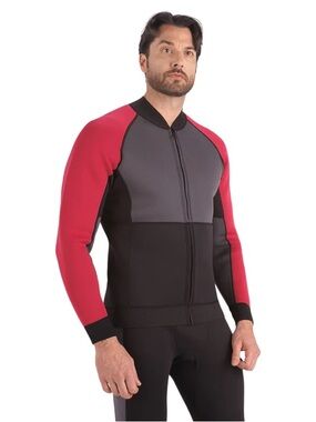 Men's SeaDoo Colorblock Neoprene Rash Guard Jacket - Red/Gray/Black